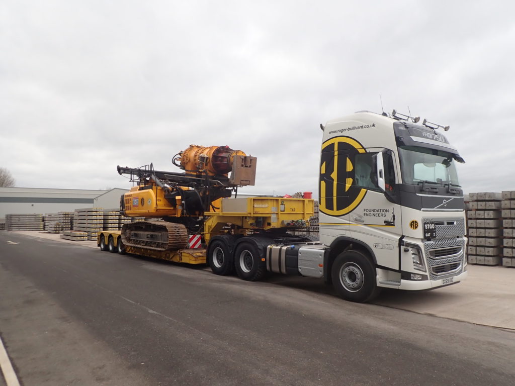 Piling Rig on Roger Bullivant Low Loader