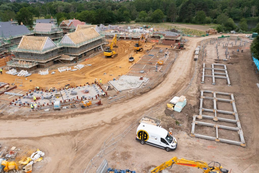 residential precast foundations aerial shot