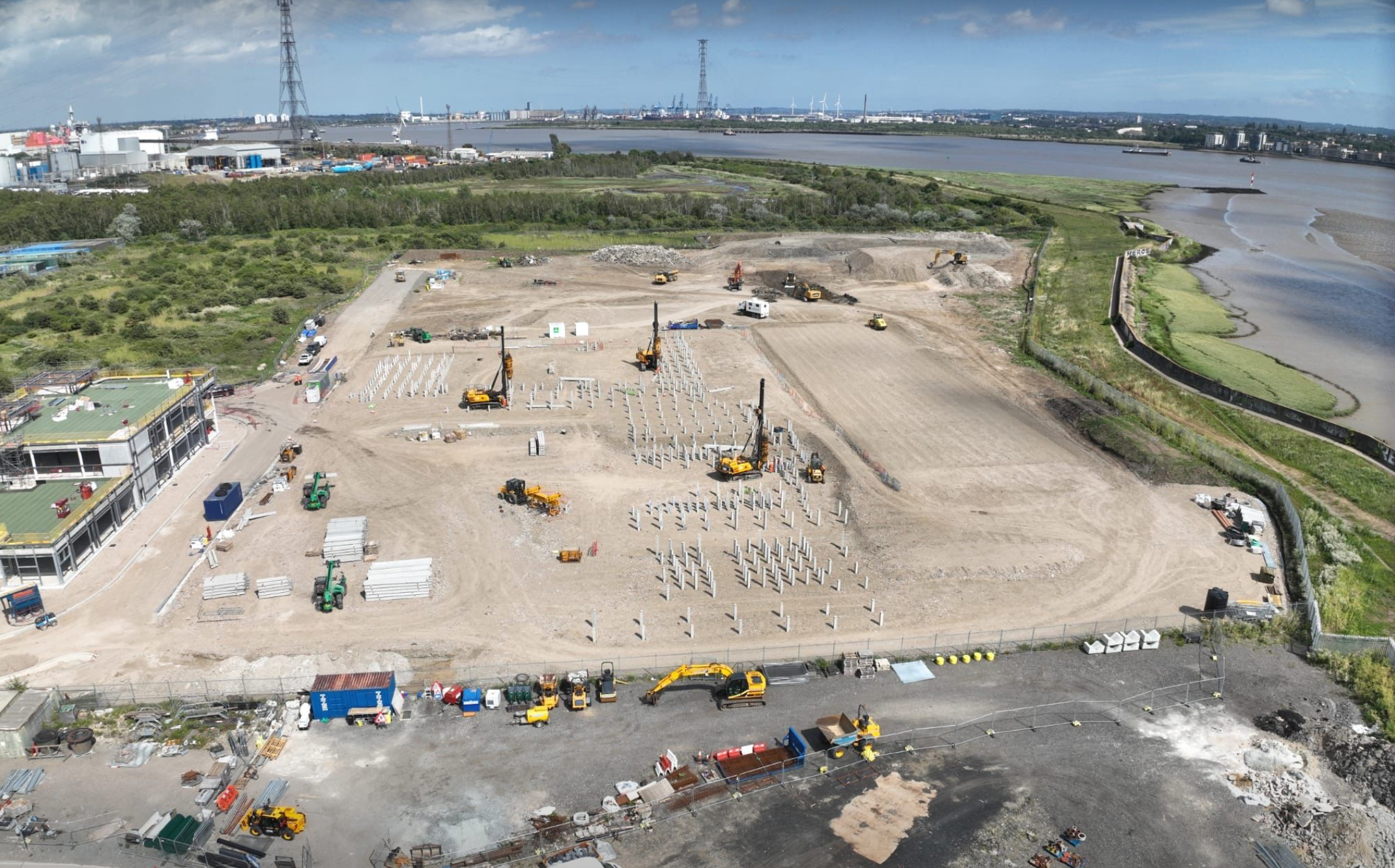 Drone shot showing Driven Precast Concrete Piles